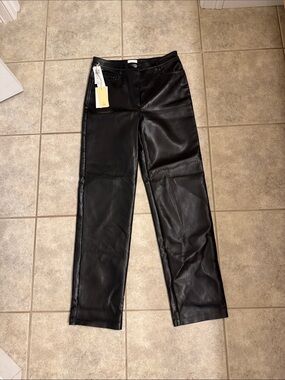 Women’s Wilfred Black Faux Leather Straight-Leg Pants size 6